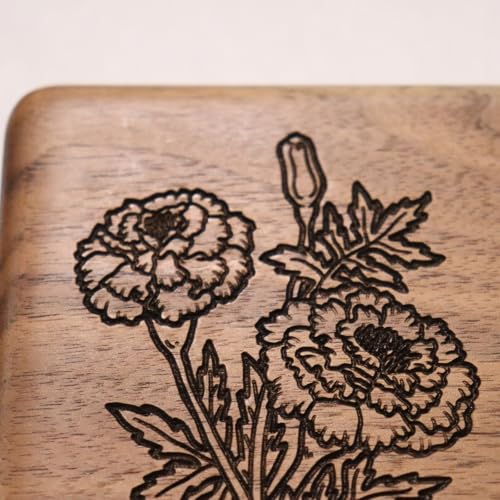 EIFLR Same-Day Shipping, Custom Wooden Jewelry Box Personalized Jewelry Organizer Travel Case With Name and Birth Flower f...