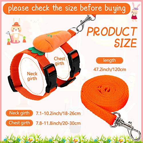 Tondiamo 4 Sets Adjustable Bunny Rabbit Harness and Leash Set Small Pet Cute Vest Harness Leash with Decoration for Bunny ...