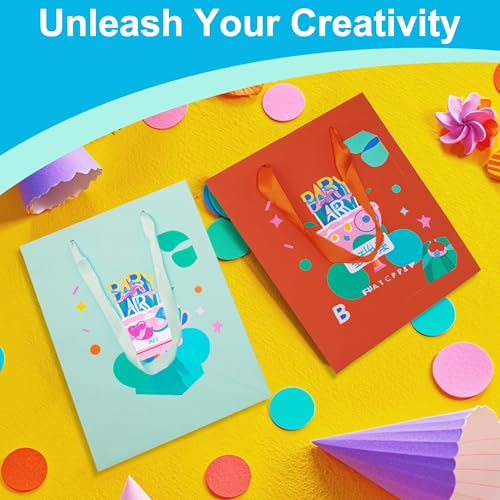 MOXARYSU 8 Pcs Medium Gift Bags With Handles: 8x5x10 Rainbow Colour Gift Bags Kraft Paper Party Favor Bags With 16 Tissues...
