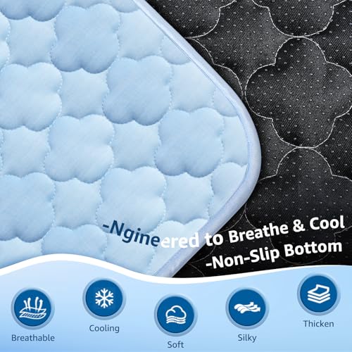 Dog Cooling Mat for Large Dogs, Cooling Pet Bed Outdoor & Indoor Use with Ice Silk Fabric & Waterproof Cover, Summer Cool ...