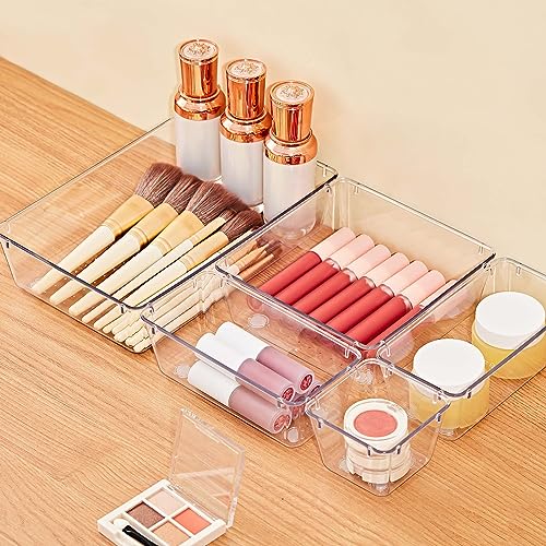 SMARTAKE 13-Piece Drawer Organizers with Non-Slip Silicone Pads, 5-Size Desk Bathroom Drawer Organizer Trays Storage Tray ...