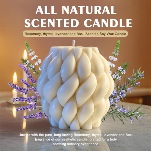 Knot Ball Candle Beautiful Handmade Pillar Scented Soy Wax, Elegant Pillar Bubble Candle Housewarming Gift Home Room Shelf...