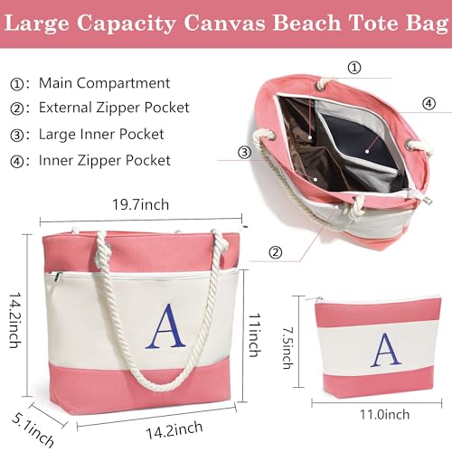 YOOLIFE Beach Bags for Women - Travel Canvas Beach Tote, Pool Waterproof Bag, Travel Essentials, Gifts for Women Birthday