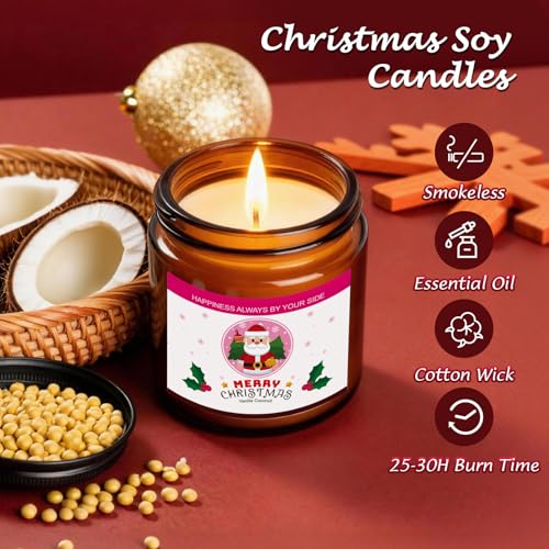 Christmas Candle Set,Scented Candles for Holiday,4 Pack Natural Soy Candles for Home Scented,Christmas Gifts for Women and...