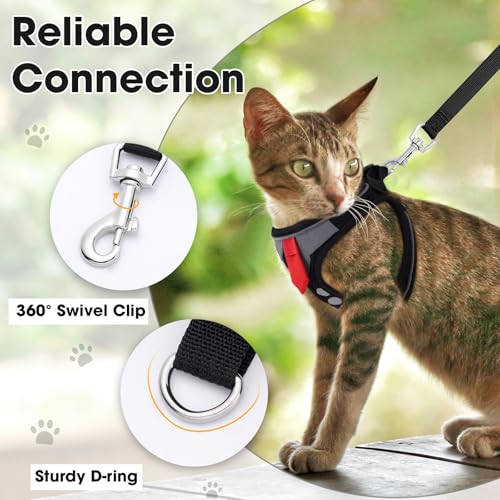 NCMAMA Cat Harness and Leash Set for Walking Escape Proof, Soft Adjustable Kitten Harness Breathable Mesh with Reflective ...