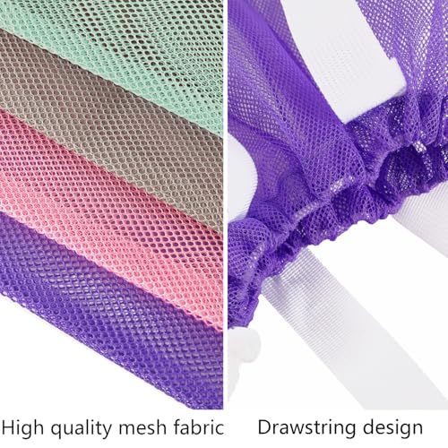 hsmyank 4Pieces Cute Mesh Pool Tote Bags,Mesh Beach Bags With Drawsting For Swim,Travel,Party