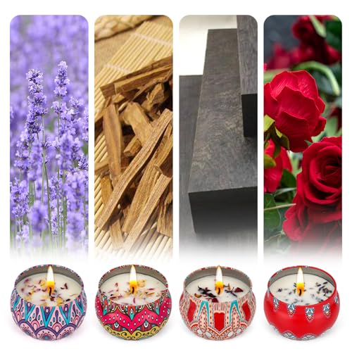 Anvaya Living Scented Candle Gift Set Features 4 Luxurious fragrances – Sandalwood, Rose, Lavender, and Oud. The Perfect C...