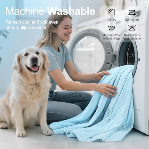 Tivray Premium Cooling Dog Blanket, Q-MAX>0.4 Cooling Blanket for Dogs, Washable Lightweight Summer Quilt for Pets and Hum...
