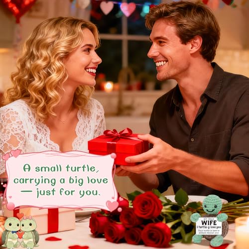 4THFARMES Mini Funny Turtle Gifts for Wife Mothers Day from Husband, Birthday for Wife Wifey Romantic, I Love You Small Co...