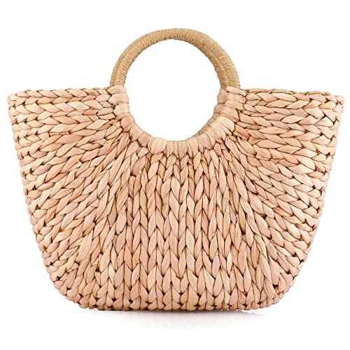 Summer Rattan Bag for Women Straw Hand-woven Top-handle Handbag Beach Sea Straw Rattan Tote Clutch Bags