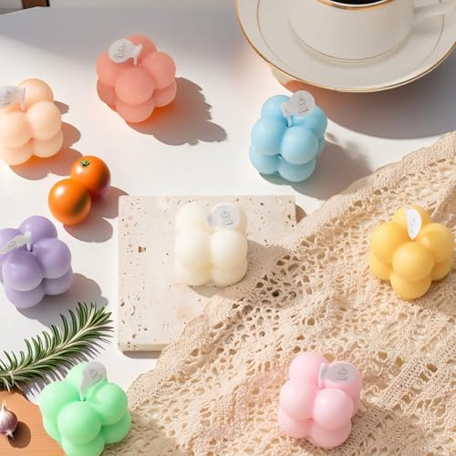 6-in-1 Mini Soy Wax Candles Gift Set – Eco-Friendly Aromatherapy, Lavender/Peach/Sea Salt Scents, Bubble Shaped Decorative...