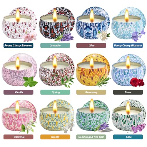 12 Pack Scented Candles Gifts for Women, Natural Soy Candles for Home Scented, Aromatherapy Christmas Candle Sets Gift for...