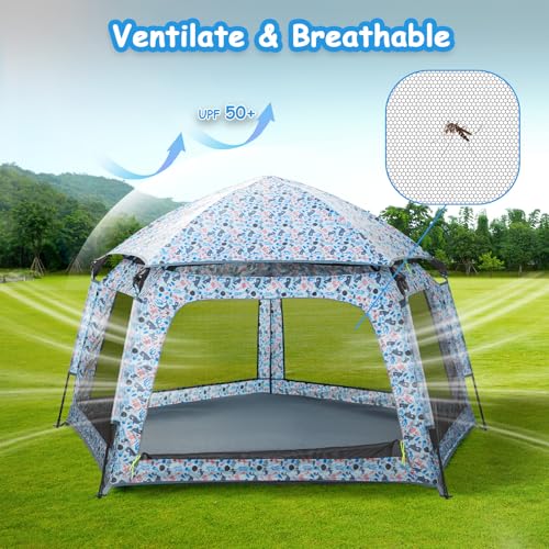 Funsland Baby Playpen Pop-up Tent - Outdoor & Indoor Play Tent for Beach with Canopy Travel Bag Portable Play Yard for Bab...