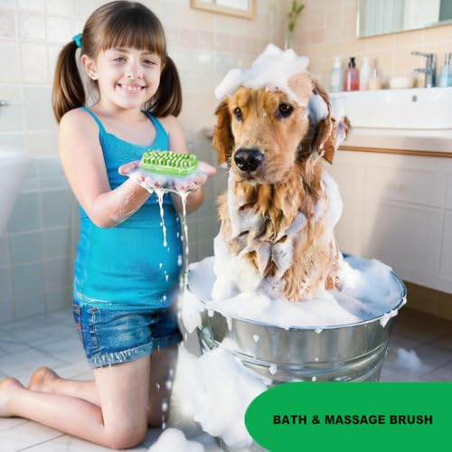 Metopets Rubber Curry Brush for Short Haired Dogs, Soft Curry Comb with Removable Screen, Silicone Pet Brush, Use Wet as B...