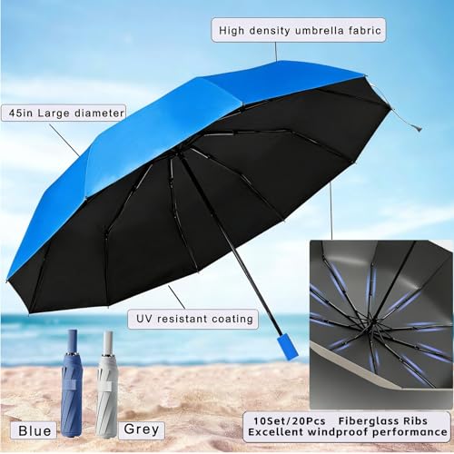 GZWKEAK Beach Chair Umbrella with 360° Adjustable Clamp, 45in UPF 50+ Portable Folding Sun Shade for Outdoor Camping Wheel...