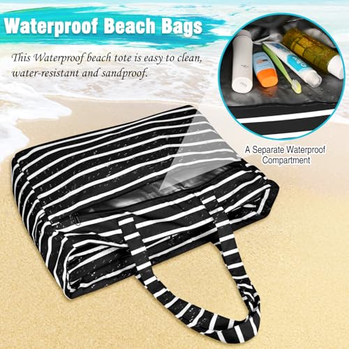 HUANLANG Extra Large Beach Bag Waterproof Beach Totes Bags for Women Men,Pool Bag with Zipper Wet Pocket