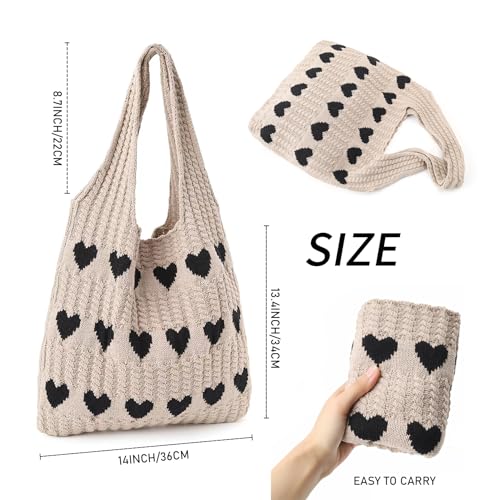 Gaudiwel Knitted Shoulder Tote Bag Large Crochet Beach Bag Hobo Bag Aesthetic Tote Handbags for Women