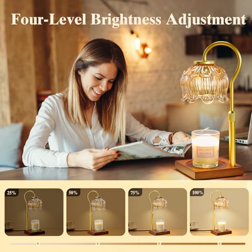 Shevvi Candle Warmer Lamp with Timer, Dimmable Candle Warmer for Jar Candles, Gifts for Women Mom, Height Adjustable Wax M...