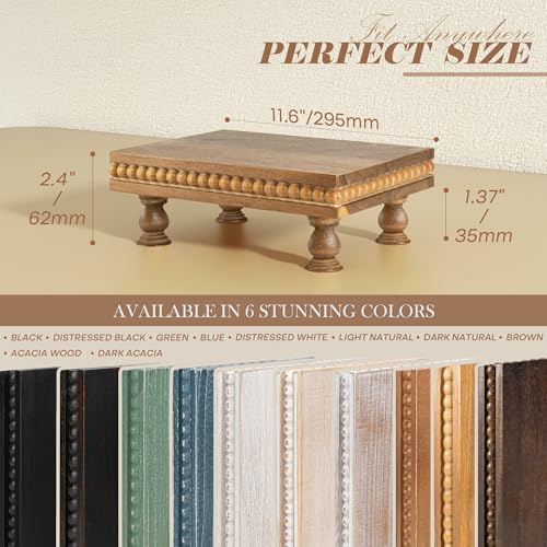 EOSAHR Acacia Wood Display Riser for Home Decor – Boho Pedestal Stand with Bead for Bathroom, Kitchen & Coffee Table, Soap...