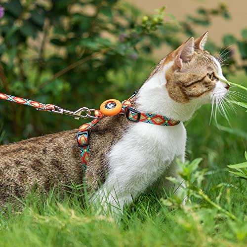 Cat Harness and Leash Escape Proof for Walking Travel Outdoor - Soft Nylon Adjustable Cute Cat Harness Leash Set with Airt...