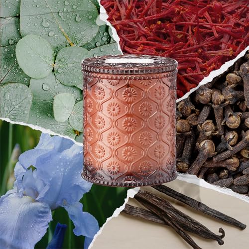 LA JOLIE MUSE Hearth & Velvet Flames Candle - Saffron, Clove, Vanilla | 6 oz Natural Soy Wax | 40 Hours Clean Burn | Elega...