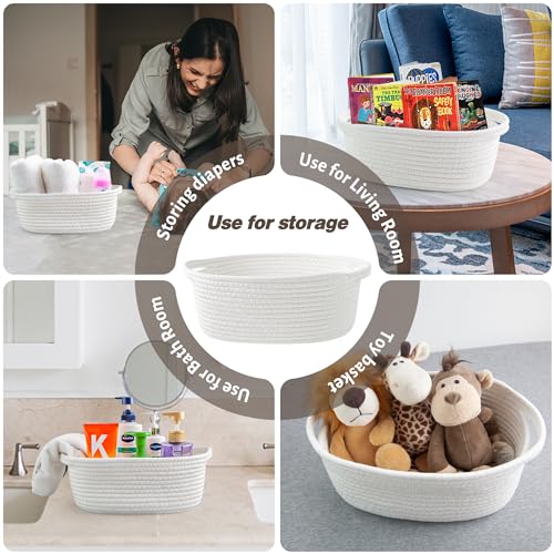 Yeeeasy Small Woven Basket with Gift Bags and Ribbons Cute Baskets for Gifts Empty 12"x8"x5" Small Rope Toy Basket for Bab...