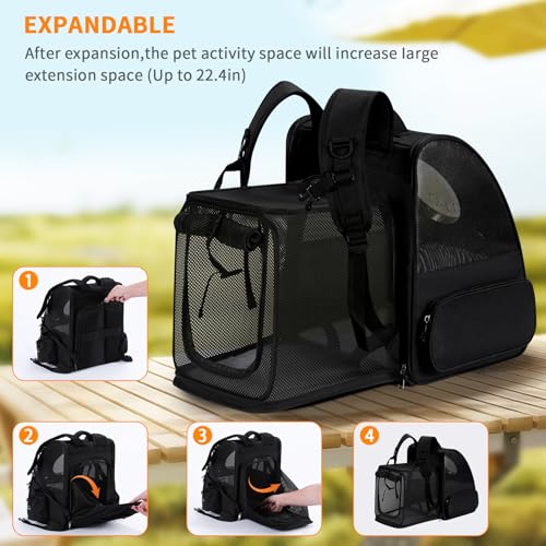 Dogs Backpack Carrier, Expandable Cat Carrier Backpack,Breathable Bubble Pet Backpack for Cat,Kitten and Small Puppy, Larg...