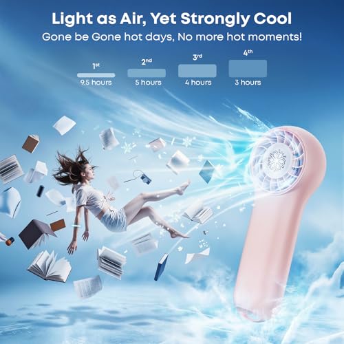 DREAMME Portable Handheld Fan, Ultra-Powerful Mini Fan, 4-Speed Personal Small, Cute Small Pocket, Rechargeable Operated F...