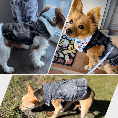 LKEX Dog Jean Jacket, Blue Denim Shirt Classic Lapel Vest Coat Costume Puppy T-Shirt, Comfort Tank Top Cool Apparel, Washe...