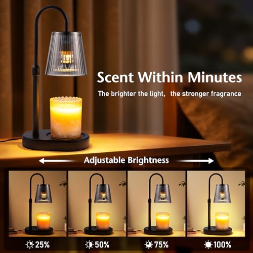 Candle Warmer Lamp with Timer Electric - Wickless Warming Light Height Adjustable Dimmable No Flame Heat Warm Melt Wax Sce...