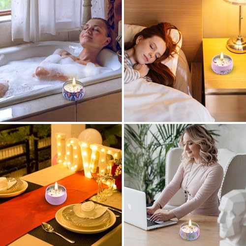 Scented Candles Gift Set for Women 4 Pack Soy Wax Candles with Dried Flowers Reusable Tin Aromatherapy Relaxation Gift for...