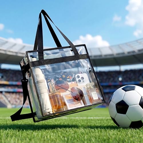BAGAIL Clear Bags 12x6x12 Stadium Approved Clear Tote Bag with Zipper Closure Crossbody Shoulder Bag with Adjustable Strap