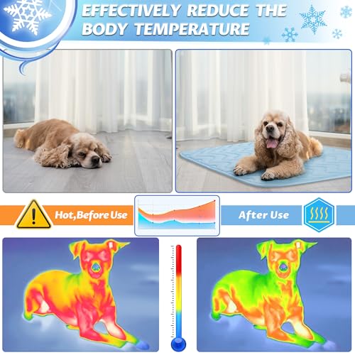 ZENGAOOU Dog Cooling Mat for Medium to Large Dogs, Washable Cool Touch Cooling Fabric with Non Slip Bottom, Waterproof Pet...