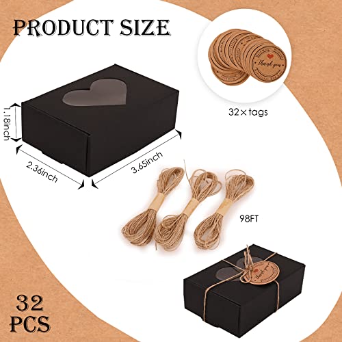 Moukiween 32 PCS Black Soap Boxes for Homemade Soap, 3.54 X 2.36 X 1.18 Inch Soap Packaging Gift boxes with Window, Small ...