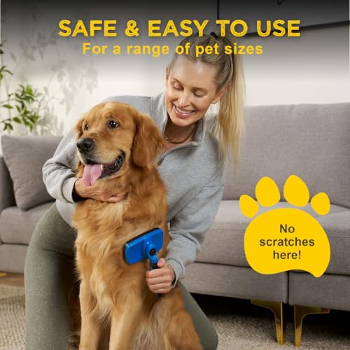Deshedding Dog Brush for Shedding – Self Clean Cat Brush Deshedding & Grooming Tool for Long Haired and Short Haired Dogs,...