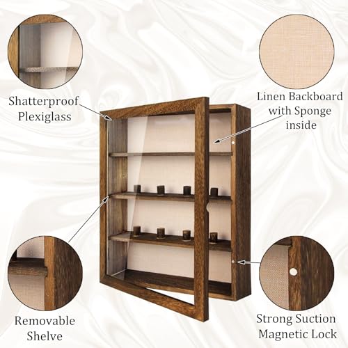 YEPOTUE Shadow Box Frame 11x14, Deep Shadow Box Display Case with Linen Back and Removable Shelves, Wooden Memory Box for ...