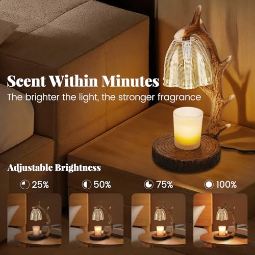 Candle Warmer Lamp | Rustic Candle Warmer Lamp with Timer and Dimming Function | Suitable for Retro Decoration and Creativ...
