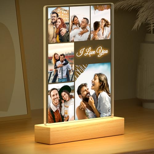 Custom Picture Frame with Photo, Personalized Photo Frame with Night Light, Customized Picture Frames, Personalized Annive...