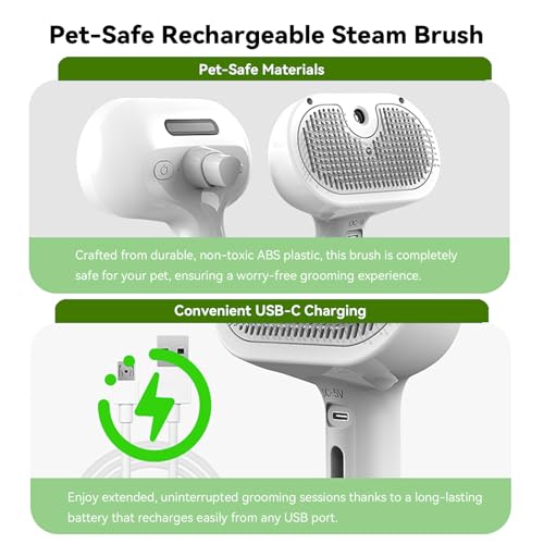 iomsloon Pet Steam Brush, 3-in-1 Spray Hair Removal Comb for Dog and Cat, Steam for Shedding and Grooming, Spritz Defur Co...