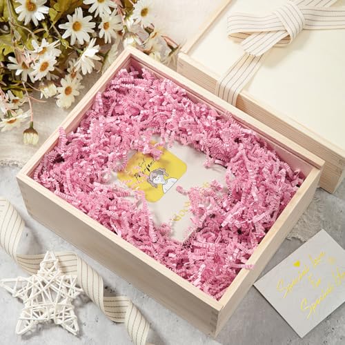 Mefleet 1/2 LB Crinkle Cut Paper Shred Filler 8 oz Light Pink Crinkle Shredded Paper for Gift Box - Gift Basket Bag Filler...