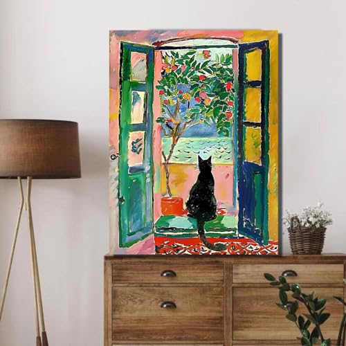 ALMLZL Henri Matisse Wall Art Cat in Famous Henri Matisse The Open Window Paintings Prints Original Design Cute Impression...