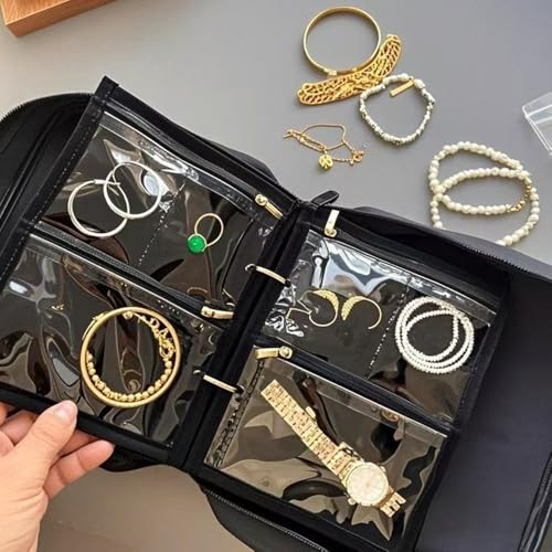 GSXRB Waterproof Anti-Tarnish Jewelry Organizer for Travel - Large Capacity Foldable Jewelry Box with 36 Compartments, Por...