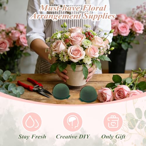 12 Pack Floral Foam Round, Green Mini Flower Holder Supplies Florist Form Blocks for Wine Bottle Decor, Wedding Birthday C...