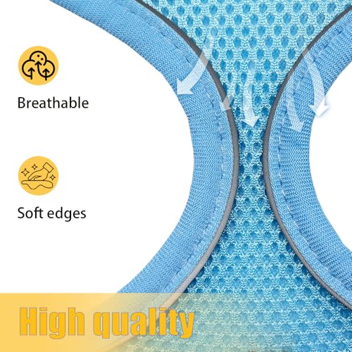 No Pull Dog Harness with Leash Set - Adjustable Reflective Step-in Puppy Vest for Small Medium Dogs & Cats, Blue M - Escap...