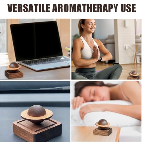 Ouliget Wood Essential Oil Diffuser,Planet Walnut Aroma Therapy,Passive Diffuser for Desk Table Home Office Car Wardrobe Y...