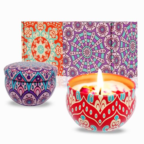 Scented Candles Gift Set - Aromatherapy Candle for Home, Portable Hotel Small Candles, Natural Soy Wax Tin Jar for Yoga, B...