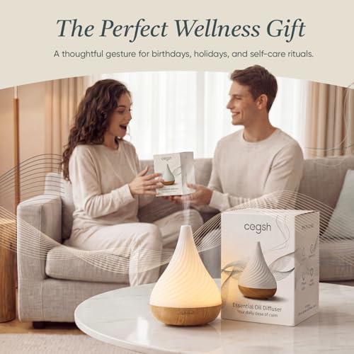 Cegsin Essential Oil Diffuser with Adapter, 130ml Aromatherapy Scent Machine for Home & Office, 7 Color LED & Breathing Li...