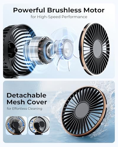 TUNISE Portable Handheld Fan, Portable Fan Rechargeable, 4000mAh, 180° Adjustable, 6 Speed Wind, Display Electricity in Re...