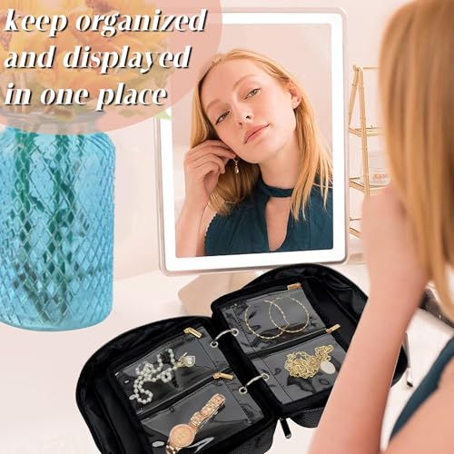 LingLingo Travel Jewelry Organizer Case,Jewelry Bags for Traveling, Jewelry Binder with 24 Pcs Clear Zipper Velvet Pouches...