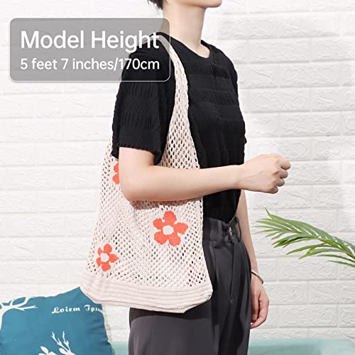 Ovida Crochet Tote Bag Mesh Beach Bag Fairycore Hobo Fairy Grunge Aesthetic Shoulder Bag Y2k Purse for Women Girls | Beach...
